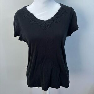 Black Lace Trim Women's Top